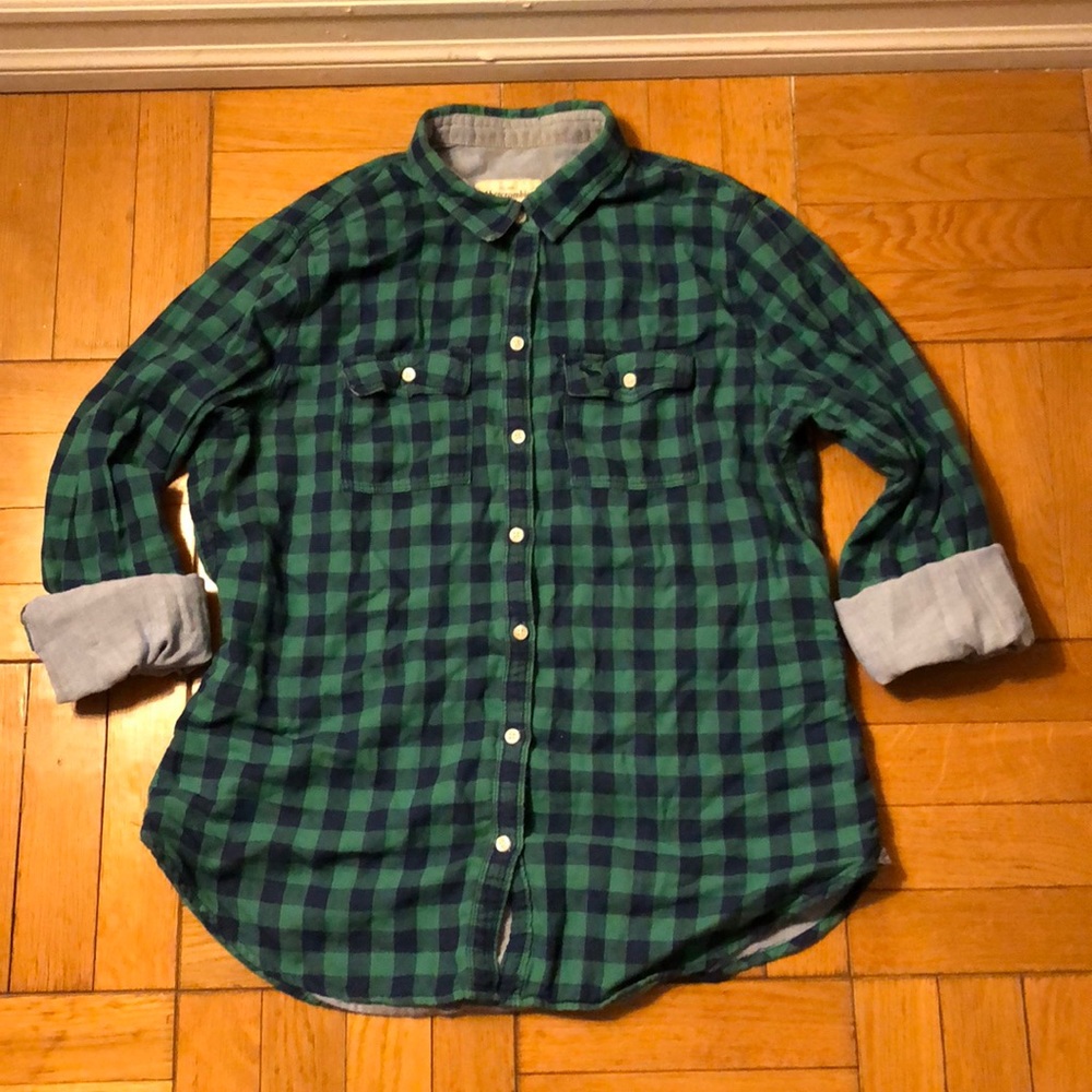 Abercrombie and Fitch green and blue plaid shirt